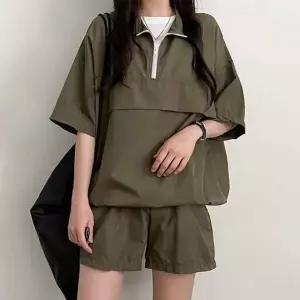 여성용 반팔 반바지 트레이닝 집업 운동복 스포츠웨어