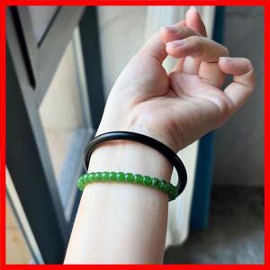 Mo Cui 팔찌 올드 미네랄 잉크 옥 얇은 라운드 스트립 징글 블랙 수트 옥 팔찌 뷰티 스트립