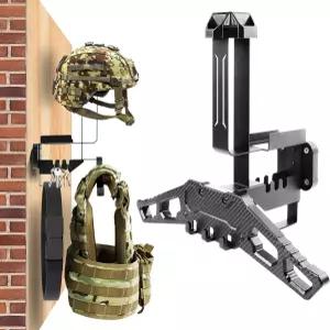 HLOGREE 오토바이 헬멧 홀더 랙 월 마운트 전술 장비 후크가 달린 금속 88파운드 적재 용량 야구 럭비 군사