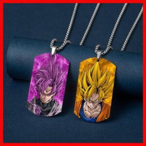 2025 애니메이션 드래곤볼 슈퍼사이야인 손오공 컬러 프린팅 스테인리스 스틸 목걸이 생일 선물