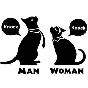 캣보이 캣걸 남녀 화장실문용 포인트 데코스티커 블랙 2pcs