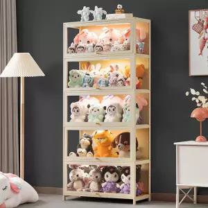 거실용 2단 나무 수납장 슬라이딩 선반형 미니멀리스트 디자인 침실 욕실 책장