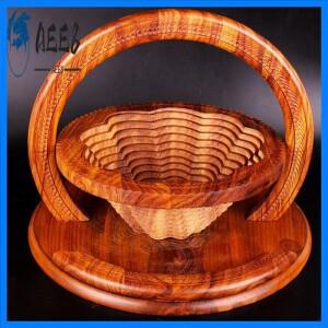 AEE8-수제 나무 조각 과일 접시 나무 과일 바구니 접이식 말린 과일 바구니 접이식 빵 견과류 바구니