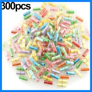 100/300pcs 메시지 캡슐 플라스틱 이모티콘 캡슐 투명 컬러 편지 사랑 알약 미니 소원 병 파티 발렌타인 선