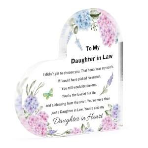 시어머니로부터 받은 며느리 최고의 며느리 생일 선물 하트 모양 아크릴 블록 플라크 결혼식 어머니의 날 크리스마스 발렌타인데이 스타킹 스터퍼