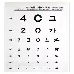 시력 검사표 병원 눈 측정판 종이 시력판 운전면허 표준 시력표