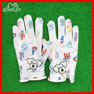 1쌍 어린이 골프 장갑 가죽 탄성 직물 통기성 주니어 왼쪽 및 오른손용 액세서리