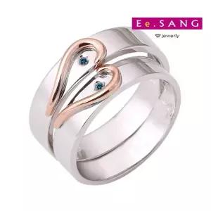 [이상주얼리]/라인 하트 블루다이아몬드 실버커플링