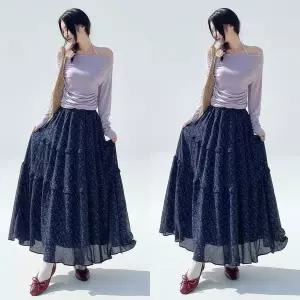 [하프클럽/]여성용 데일리 플라워 롱스커트 편안한 핏