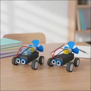 미니 전동 윈드카 만들기 풍력자동차 작용반작용 프로펠러 고속모터 전동차 (LED형 1인용)