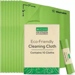 옵티팩 렌즈 클리닝 천 - 안경 카메라 TV 및 컴퓨터 화면 클리너용 극세사 녹색(10팩)