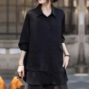 [blackqueen]라펠 루즈핏 롱 셔츠 blk004449_P416524625