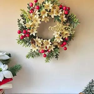 포인세티아 크리스마스 가렌더 조화 벽걸이장식트리 장식 꽃리스 장신구 도어 트리용