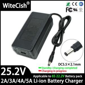 25.2V 2A 3A 4A 5A 고속 충전 리튬 이온 어댑터 100-240V 입력 6S 21.6V 배터리 팩