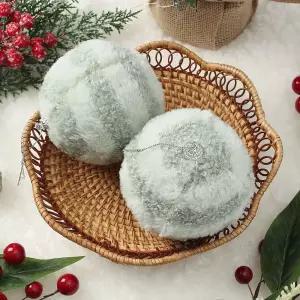 패브릭 장식볼 큐티폼폼이 2개 10cm 니트볼오너먼트 트리볼 크리스마스 성탄절 소품 꾸미기