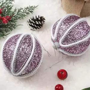 샤인퍼플 장식볼 2p 10cm 실버화이트 트리 소품 액세서리 오너먼트볼 크리스마스 트리볼