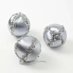 글리터 장식볼 실키프린세스 3개 8cm 소품트리 크리스마스 성탄절 꾸미기 오너먼트 파티용품