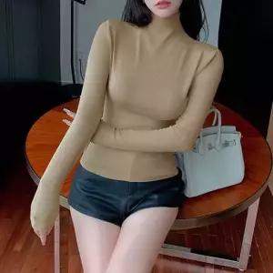 G126765_슬림핏 하이넥 스판티셔츠 레이어드