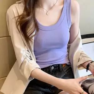 쫄티 봄썸머 베이직스타일 골지 모던 민소매 티셔츠