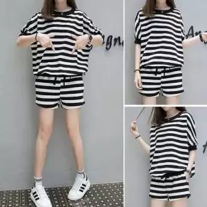 세트 스트라이프 티셔츠 반바지 이너 반팔티 라 반바지