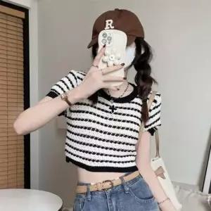 레이스나시 꽃잎브로치 시원한 데일리 러블리 크롭니트 클래식 포