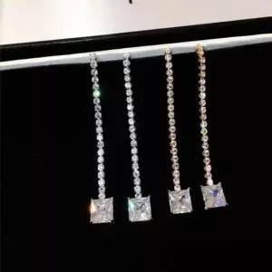 롱 귀걸이 화이트 OC 스퀘어 다이아 골드귀걸이 귀걸 수공구 온도글루건 전설공구