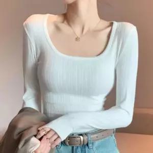 시크 레이디스 반팔티 유넥 타이트핏 블라우스 레이디롱슬리브 티탑 시그니처