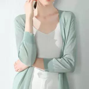 루즈하고 여리 여리한 핏 활용도 좋은 여성 롱 가디건 시스루 봄가디건 그물 망사 여자 러블리 얇은