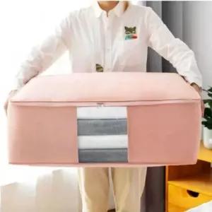 이불정리가방 특대형 토퍼 이불 파우치 핑크 정리 이불 파우치 함 보관 가방 부직포 수납함 팩
