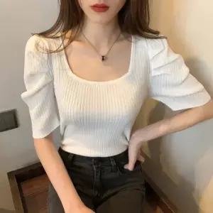 오오티디 린넨 반팔니트 퍼프소매 여름 반티