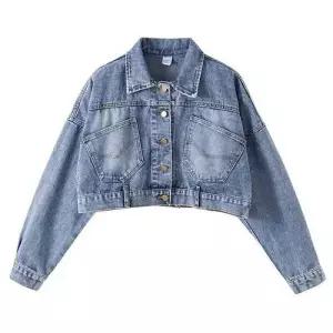 여성 크롭 데님 자켓 버튼 빈티지 캐주얼 아우터 WFJJHGT