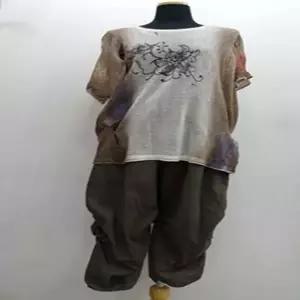 S0715 올풀림 빈티지 에스닉 배색 그물 니트 티