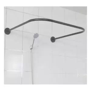 욕실 코너 곡선 샤워커튼봉 80cm 블랙 세트