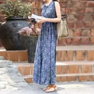 휴가복 해외여행 시원한원피스 패턴 민소매 롱원피스 휴가복