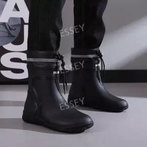 남성용 특수고무 패션장화 레인부츠 미끄럼방지 지퍼 발목