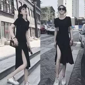 원피스 데일리 코디 치마 롱스커트홈드레스 검정원피 (KYR-WD8CB6F)