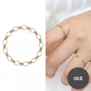 [하프클럽/]14K 로즈골드 마름모 체인 데일리 금 반지 8호