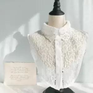 레이스 셔츠칼라 케이프 목폴라 블라우스 화이트칼라 여성용 출근룩 레이스칼라