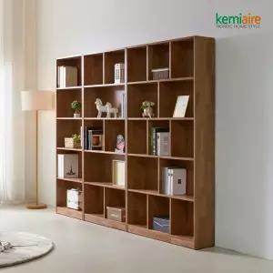 케미에르 오델로 고무나무원목 월넛책장세트(2400) KFZ-964