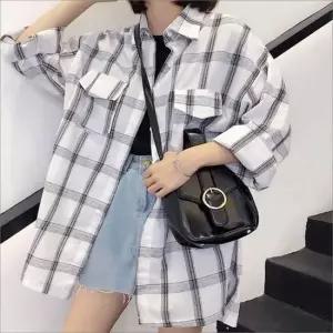 여자 셔츠 체크무늬 기장 캐주얼 루즈핏 롱 남방