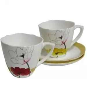 양귀비 패턴 도자기 커피잔 찻잔 홈카페 음료컵