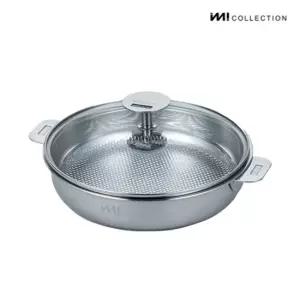 IMI 통3중 국산 IH 스텐 프라이팬 24cm 유리뚜껑) 인덕션 가스 스텐팬 전골팬 주방정리 수납 캠핑