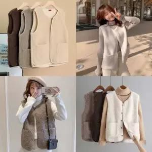 양털 뽀글이조끼 단추조끼 무스탕 여성 플리스 후리스 집업 겨울 양털