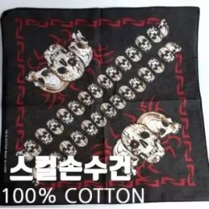 해골 무늬 면 손수건 스카프 악세사리 54CM 해골손수건 COTTON 스컬손수건C 스카프