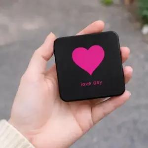 하트 미니 휴대용 손거울 접이식 사각 거울