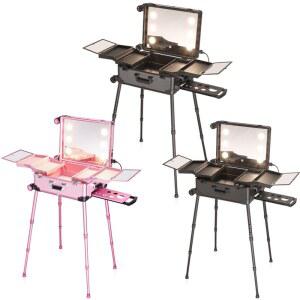 샤크팡 메이크업 박스 조명 화장대 전문가용 대용량 LED 화장품 가방