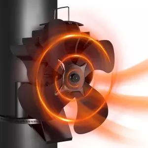 TCFUNDY 열 구동 우드 스토브 팬 파이프/스토브 벽난로 4 블레이드 무음 작동 모터 자기 온도계가 장착된