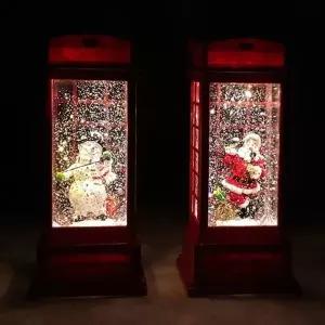 공중전화박스 모양 산타 눈사람 워터볼 led 조명장식 (KYR-W9A0556)
