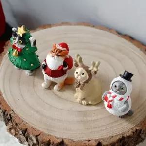 성탄절 고양이 장식인형 4p 크리스마스 작은인형 소품 (KYR-WB3635F)