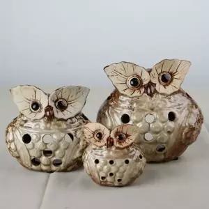 브라운 부엉이가족 캔들홀더(3p) 장식소품 촛대 (KYR-W361750)